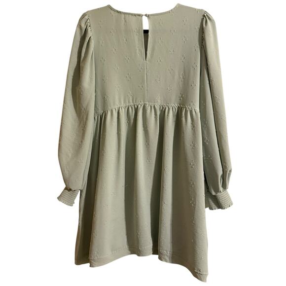 Altar'd State swiss dot long Balloon sleeve sage green loose fit dress size L - Picture 2 of 7